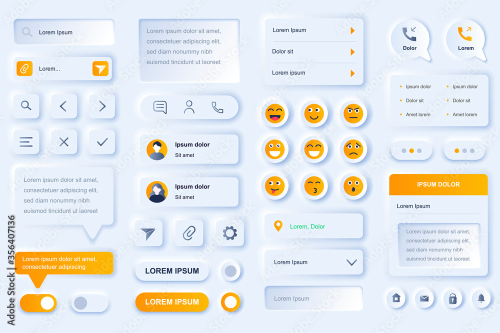 Poster user interface elements for social network mobile app. online people communication, chatting and mes