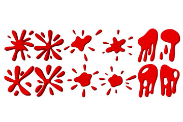 A set of three-dimensional images in the form of blots and drops.