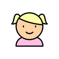 Girl, child icon. Simple color with outline vector elements of kindergarten icons for ui and ux, website or mobile application