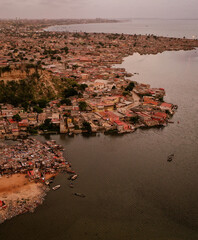 Luanda from a above, slums and dramatic landscape from a aerial perceptive 