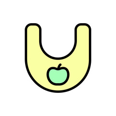 Bib, apple icon. Simple color with outline vector elements of kindergarten icons for ui and ux, website or mobile application