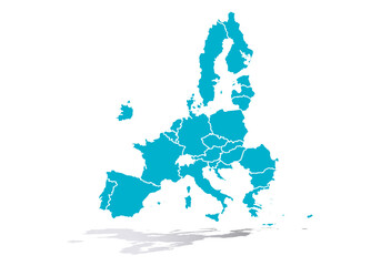 Mapa actual azul de la Unión Europea. © Gabrieuskal