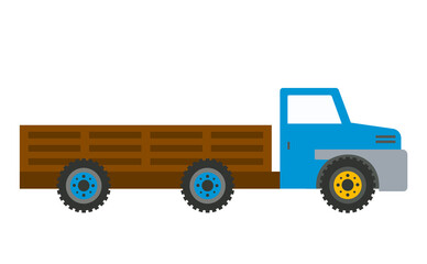 Harvest transportation to market, farm truck isolated vehicle vector. Farming and agriculture, transport or automobile with cabin and trunk, heavy car
