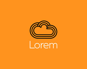 Abstract cloud vector logotype. Data storage download weather line icon logo mark symbol.