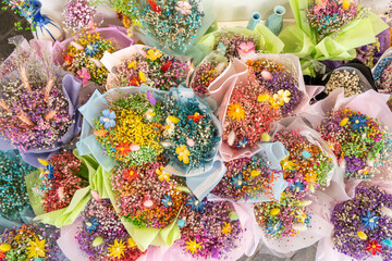 Beautiful bouquet of mixed gypsophila babys breath flowers