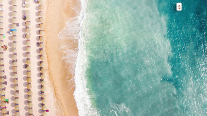 Aerial view of  beautiful clear beach. Sea Aerial view.