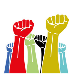 Obraz premium anti racist arm in arm icon vector illustration white background2