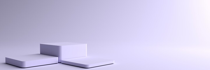 3D Render of Abstract violet Composition with Podium. Minimal Studio with Square Pedestal. Pedestal can be used for advertising, Isolated on violet background, Showcase, Product Presentation.