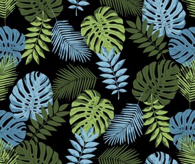 leaves floral jungle vector seamless pattern