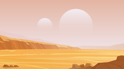 Fototapeta na wymiar Alien planet landscape. Fantasy planet surface. 