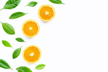 High vitamin C, Juicy and sweet. Fresh orange fruit on white.