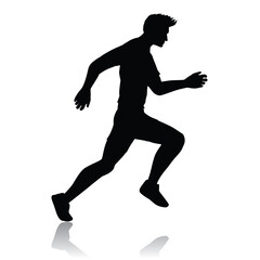 Fototapeta na wymiar Vector silhouette of a running man. Sports icon.