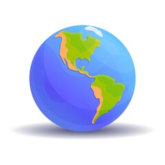 North south america globe icon. Cartoon of north south america globe vector icon for web design isolated on white background