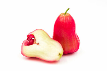Rose apple or Chomphu(Thai name) with​ sliced islated on white background