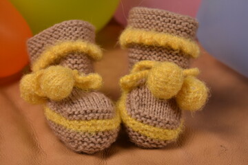 children's hand-made knitted shoes