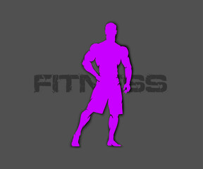 Muscle man silhouette graffiti icon on white background, lifting weights fitness gym icon, athlete banner, bodybuilder logo on empty background, athlete men's bare torso