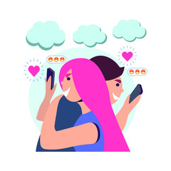 Young guy and girl emotions correspond on the phone and deceive each other