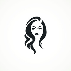illustration of woman hair style icon, logo woman on white background,