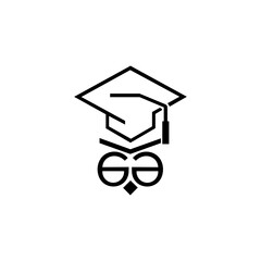 Owl Education Logo Design Illustration, Teacher image. Student illustration. Studying icon.