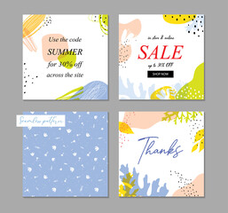 Trendy abstract square art templates for sale, thanks cards.