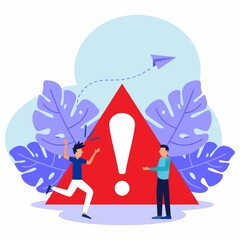 Vector illustration of business concept, disconnection from the Internet, unavailable, young man disappointed, an error occurred, the work stalled.