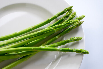 Group of Fresh asparagus on the white background