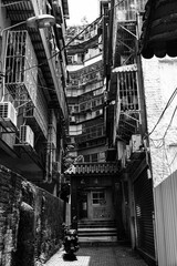 Industrial city street Hong Kong