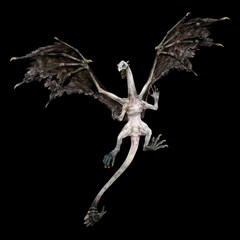 3D Rendering Fairy Tale Dragon on Black