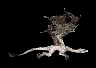 3D Rendering Fairy Tale Dragon on Black