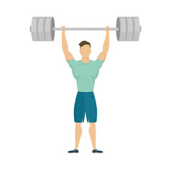 young strong man lifting dumbbell athletic healthy lifestyle