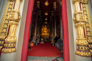 Wat Nang Phaya-Phitsanulok: 7 June 2020, atmosphere in the temple, people come to make merit during the holidays, in the area of Phutthabucha Alley Road, Nai Mueang,Phitsanulok, Thailand