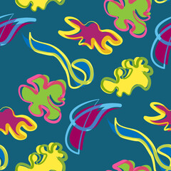 bright colored abstract seamless doodle pattern shapes