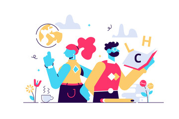 Teachers day vector illustration. Flat tiny