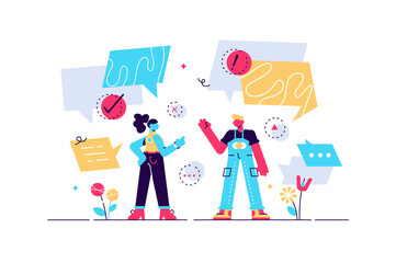 Conversation vector illustration. Flat tiny 
