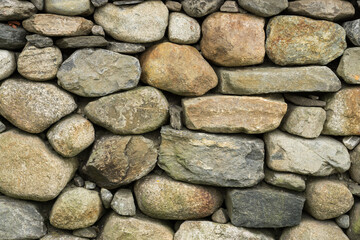 Rock wall of natural rounded river stones