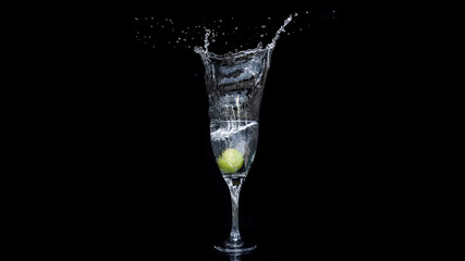 splash of water into wine glass