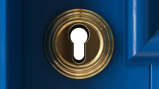 Flight of the camera through the keyhole. Alpha matte included.