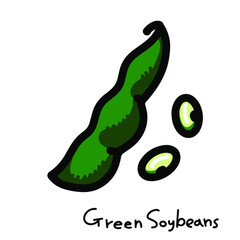 黒いろの縁取りの枝豆の手書き風ベクターイラスト