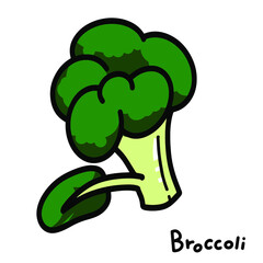 黒いろの縁取りのブロッコリーの手書き風ベクターイラスト