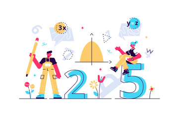 Mathematics vector illustration. Flat mini 