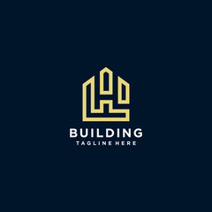 building logo design concept, architectural, contruction, premium, icon