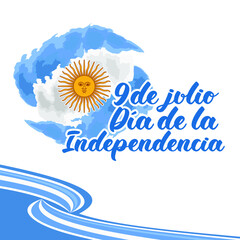 Translate: July 9, Independence day of Argentina vector illustration. Suitable for greeting card, poster and banner 
