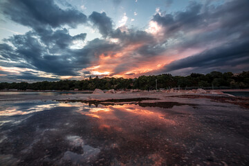 Beautiful sunset and clouds on the beach in Varna, Bulgaria