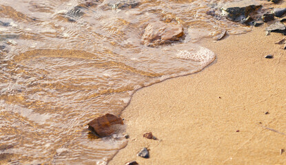 Yellow sand beach. Selective focus.