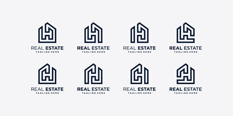 Modern real estate logo collection, gradient, construction, Premium Vector