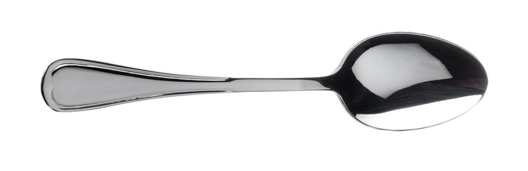 Silver spoon cutlery isolated on white background