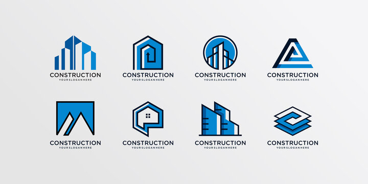 Construction logo collection, modern, concept, gradient, real estate, Premium Vector