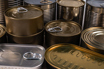 Mix of cans isolated on white background.