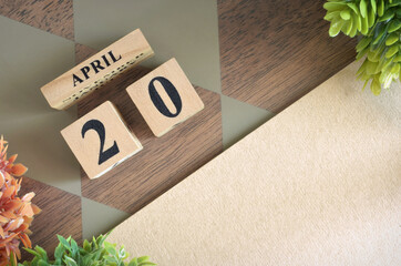April 20, Number cube design in natural concept.