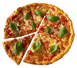 Pizza isolated on white background, vector food illustration.